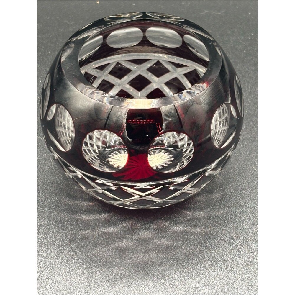 Vintage Bohemian Black Cut to Clear Crystal Votive Candle Holder BEAUTIFUL
